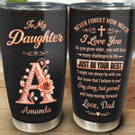 Custom Name Daughter Gifts from Dad - Personalized 20oz Tumbler - Initial Name