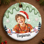 Custom Photo Santa Portrait Gifts for Kids - Personalized Ornament - Big Holiday Memory