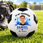 Custom Photo Soccer Gifts for Grandson, Son - Personalized Soccer Ball