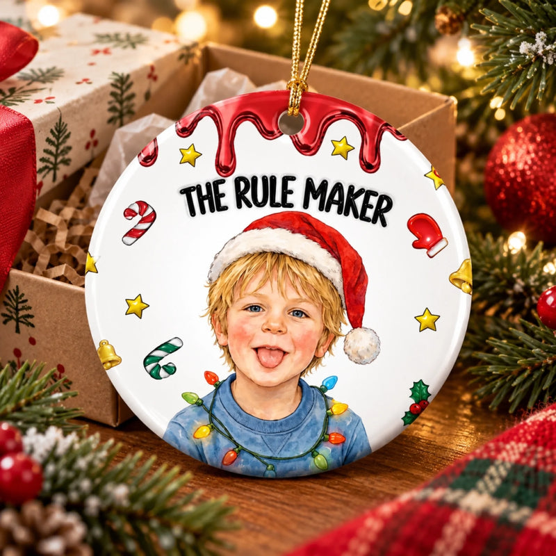 Christmas Rule Maker, Breaker & Exception Gifts for Kids - Ceramic Ornament