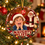 Naughty List Santa Christmas Tree Decor - Ceramic Ornament - Custom Photo