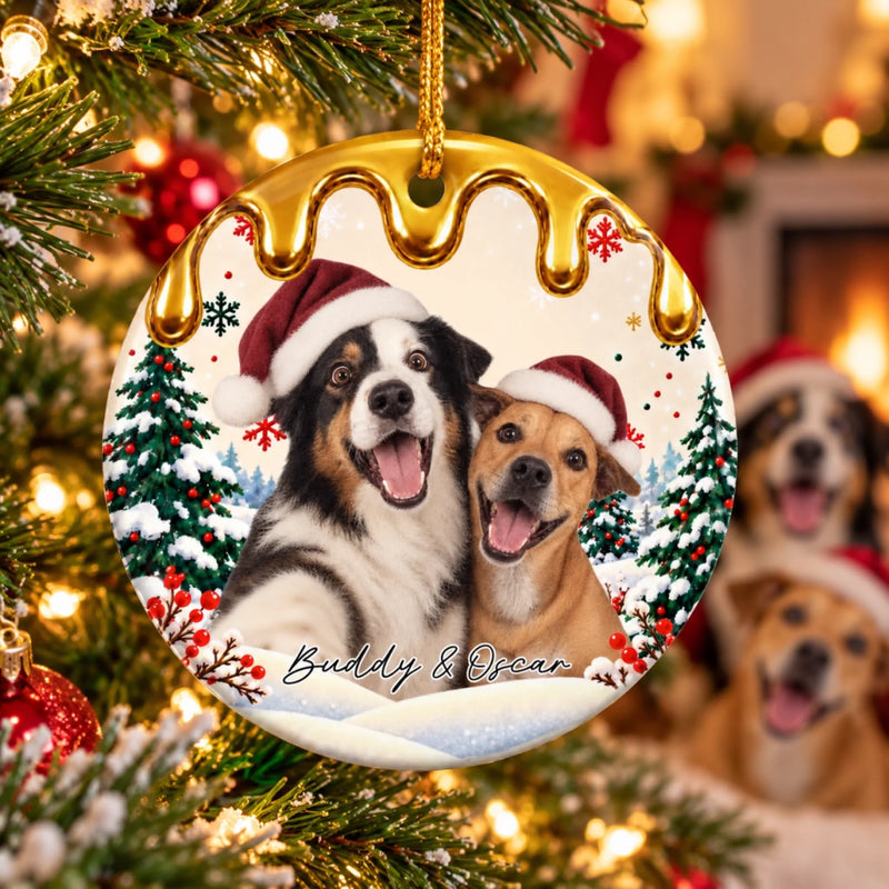 Custom Name Christmas Pet Gifts - Personalized Ceramic Ornament