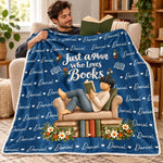 Custom Name Book Lover Gifts for Men - Personalized Blanket