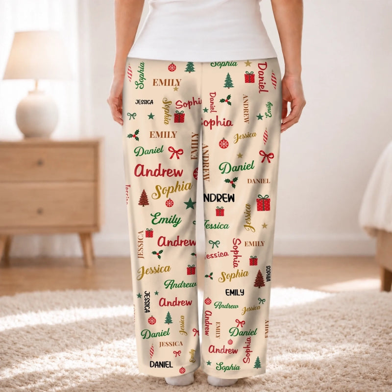 Custom Name Christmas Gifts for Grandma - Personalized Pajamas Pants - Warm Christmas