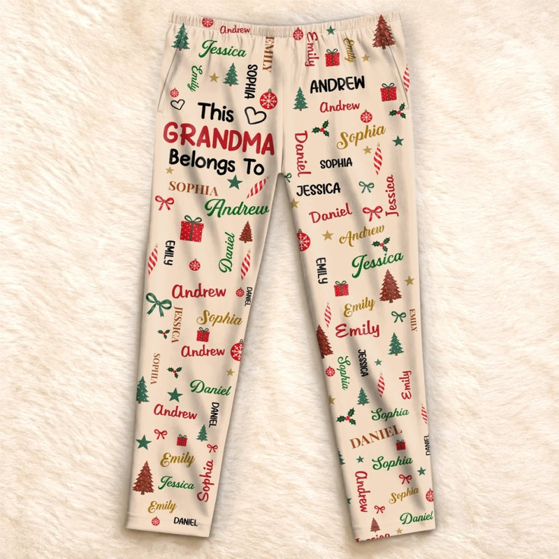 Custom Name Christmas Gifts for Grandma - Personalized Pajamas Pants - Warm Christmas