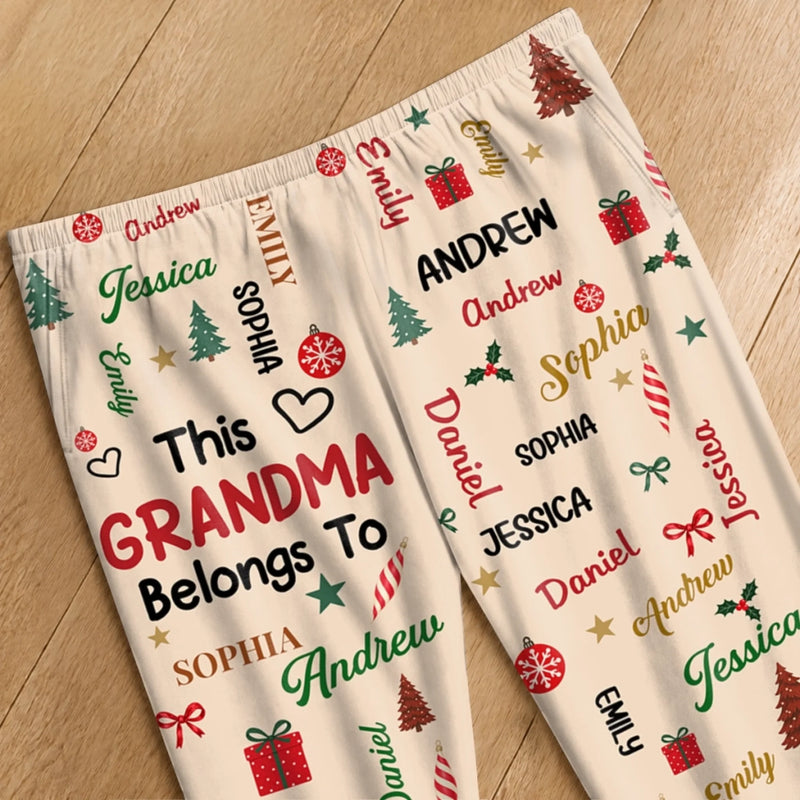 Custom Name Christmas Gifts for Grandma - Personalized Pajamas Pants - Warm Christmas