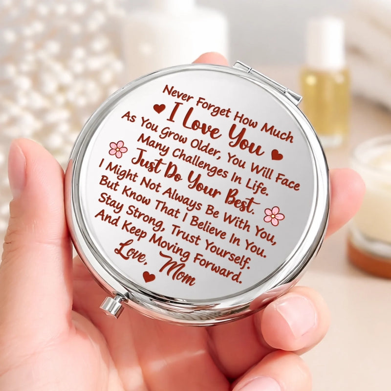 Custom Name Daughter Gifts from Mom - Personalized Compact Mirror - Believe In Yourself Always