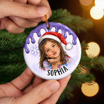 Custom Photo Santa Portrait Christmas Keepsake for Kids - Personalized Ceramic Ornament - Keep Smiling