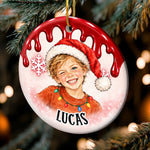 Custom Photo Santa Portrait Christmas Keepsake for Kids - Personalized Ceramic Ornament - Keep Smiling