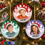 Custom Photo Santa Portrait Christmas Keepsake for Kids - Personalized Ceramic Ornament - Keep Smiling