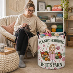 Custom Name Yarn Stash Gifts for Knitters - Personalized Storage Basket - Happiness Is A Fresh Skein