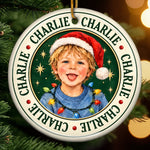 Custom Name Christmas Gifts for Kids - Personalized Photo Ceramic Ornament - Born To Spread Joy