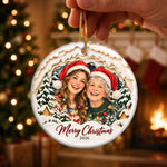Custom White Christmas Tree Decor - Personalized Photo Ceramic Ornament - Mischief Looks Good On Me
