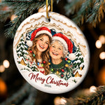 Custom White Christmas Tree Decor - Personalized Photo Ceramic Ornament - Mischief Looks Good On Me