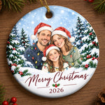 Custom Photo Christmas Family Year Keepsake Gifts - Personalized Ceramic Ornament - Merry Moments Together