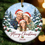 Custom Photo Christmas Family Year Keepsake Gifts - Personalized Ceramic Ornament - Merry Moments Together