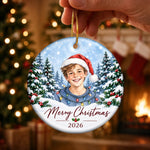 Custom Photo Christmas Family Year Keepsake Gifts - Personalized Ceramic Ornament - Merry Moments Together