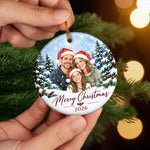 Custom Photo Christmas Family Year Keepsake Gifts - Personalized Ceramic Ornament - Merry Moments Together