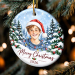 Custom Photo Christmas Family Year Keepsake Gifts - Personalized Ceramic Ornament - Merry Moments Together