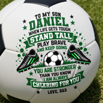 Custom Name Inspirational Soccer Gifts for Grandson - Personalized Soccer Ball - Stay Strong Keep Playing