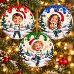 Custom Christmas Kids Holiday Lights Gifts - Personalized Ceramic Ornament - Likes For You