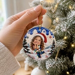 Custom Christmas Kids Holiday Lights Gifts - Personalized Ceramic Ornament - Likes For You