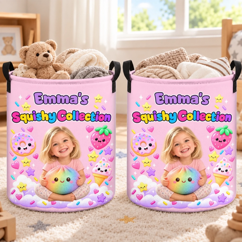 Custom Photo Squishy Collection Gifts for Kids - Personalized Laundry Basket - Nice Squishy