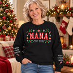 Custom Name Christmas Gifts For Grandma - Personalized Sweatshirt Design On Sleeve - Christmas Home