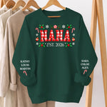 Custom Name Christmas Gifts For Grandma - Personalized Sweatshirt Design On Sleeve - Christmas Home