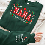 Custom Name Christmas Gifts For Grandma - Personalized Sweatshirt Design On Sleeve - Christmas Home