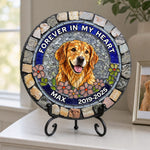 Personalized Photo Round Shaped Stone With Stand - Sympathy Gift For Pet Lovers - Forever In My Heart