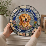 Personalized Photo Round Shaped Stone With Stand - Sympathy Gift For Pet Lovers - Forever In My Heart