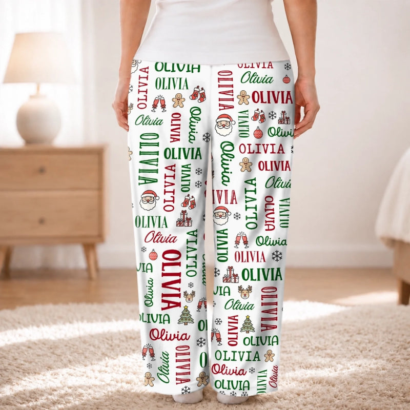 Custom Grandma Name Christmas Pajama Gift - Personalized Pajama Pants - Belongs To Grandma