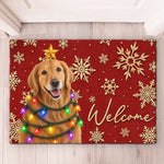 Custom Christmas Welcome Decor For Pet Lovers - Personalized Doormat - Golden Retriever