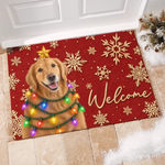 Custom Christmas Welcome Decor For Pet Lovers - Personalized Doormat - Golden Retriever