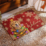 Custom Christmas Welcome Decor For Pet Lovers - Personalized Doormat - Golden Retriever