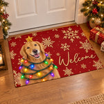 Custom Christmas Welcome Decor For Pet Lovers - Personalized Doormat - Golden Retriever