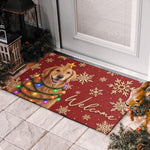Custom Christmas Welcome Decor For Pet Lovers - Personalized Doormat - Golden Retriever