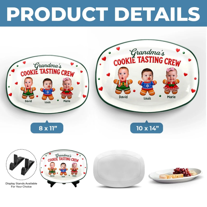 Custom Photo Gingerbread Baby Christmas Gifts for Grandma - Personalized Plate - Sweet Treats Happy Hearts