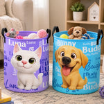 Custom Pet Name Cat and Dog Gifts for Pet Lovers - Personalized Laundry Basket - Store With Pet Love