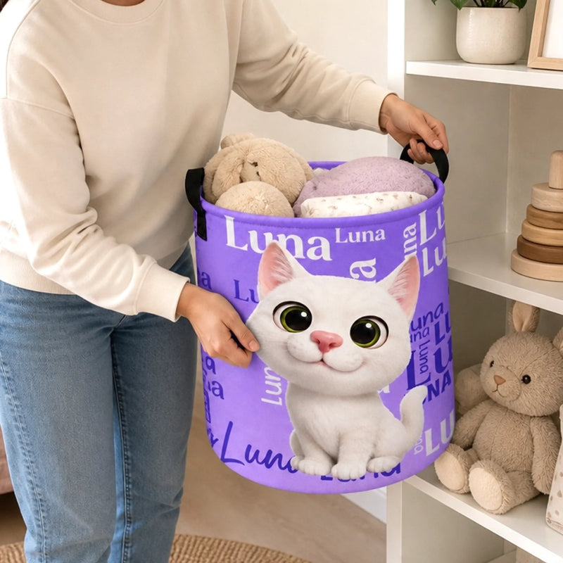 Custom Pet Name Cat and Dog Gifts for Pet Lovers - Personalized Laundry Basket - Store With Pet Love