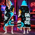 Custom Name Gaming Gifts for Gamers - Personalized Wearable Blanket Hoodie - Born To Game