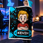 Custom Name Gaming Gifts for Gamers - Personalized Wearable Blanket Hoodie - Born To Game