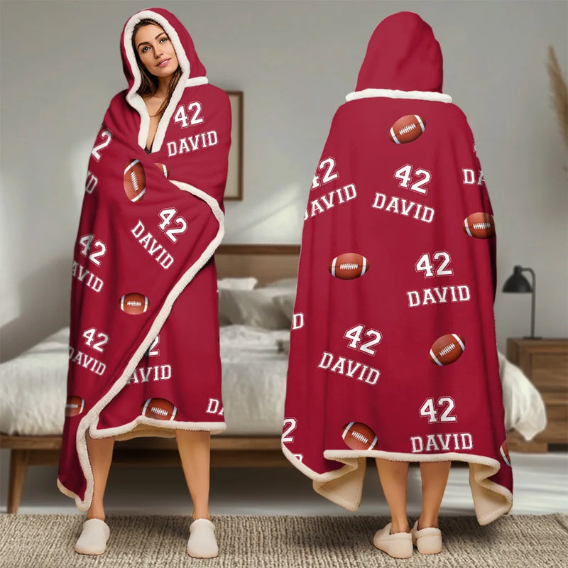 Custom Name and Number Basketball Gifts - Personalized Wearable Blanket Hoodie - Game On All Day