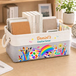 Custom Name Art and Craft Gifts for Kids - Personalized Storage Basket - Made With Imagination