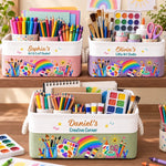 Custom Name Art and Craft Gifts for Kids - Personalized Storage Basket - Made With Imagination