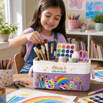 Custom Name Art and Craft Gifts for Kids - Personalized Storage Basket - Made With Imagination
