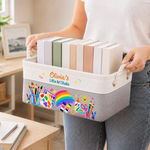 Custom Name Art and Craft Gifts for Kids - Personalized Storage Basket - Made With Imagination
