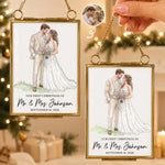 Custom Photo First Christmas Gifts for Newlyweds - Personalized Frame Ornament - Christmas Joy