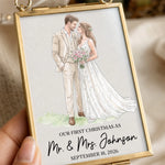 Custom Photo First Christmas Gifts for Newlyweds - Personalized Frame Ornament - Christmas Joy